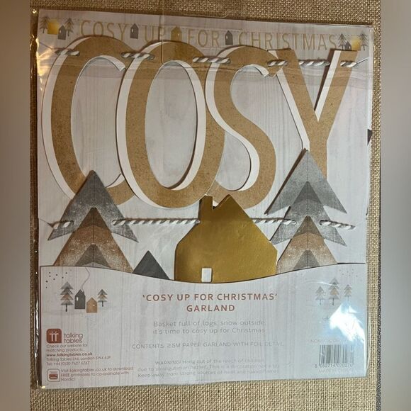 Cosy Up for Christmas Paper Banner Gold Foil Garland - large - new - 2.5M UK - Picture 3 of 4